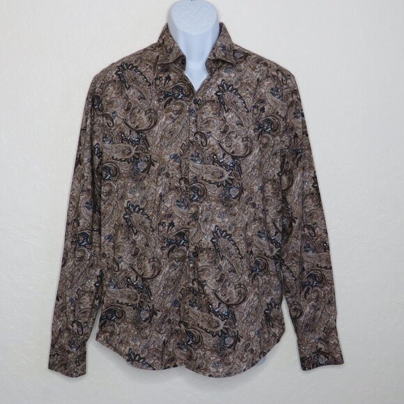 Consequence* Men's Long Sleeve Button Down Curved Hem BOHO Shirt~ Size Medium - Picture 1 of 11